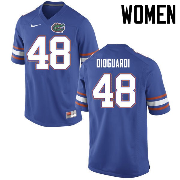 Florida Gators Women #48 Brett DioGuardi College Football Jerseys Blue